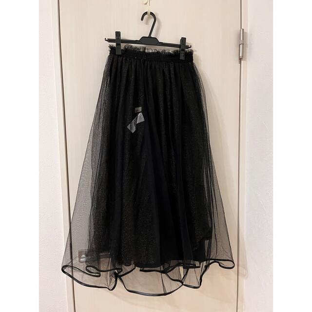 Lily Brown(リリーブラウン)のチュールスカートブラック レディースのスカート(ロングスカート)の商品写真