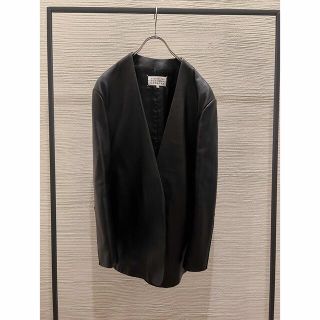 マルタンマルジェラ(Maison Martin Margiela)のMaison Margiela メゾンマルジェラ レザー　ノーカラージャケット(ノーカラージャケット)