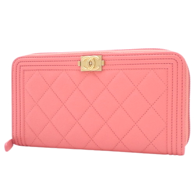 独創的 CHANEL - 40802039265 ピンク桃 マットキャビアスキン ラウンド
