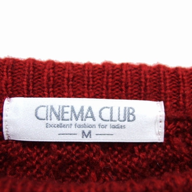 CINEMA CLUB(シネマクラブ)のシネマクラブ ニット セーター ボートネック リブ ケーブル編み 長袖 M 赤 レディースのトップス(ニット/セーター)の商品写真