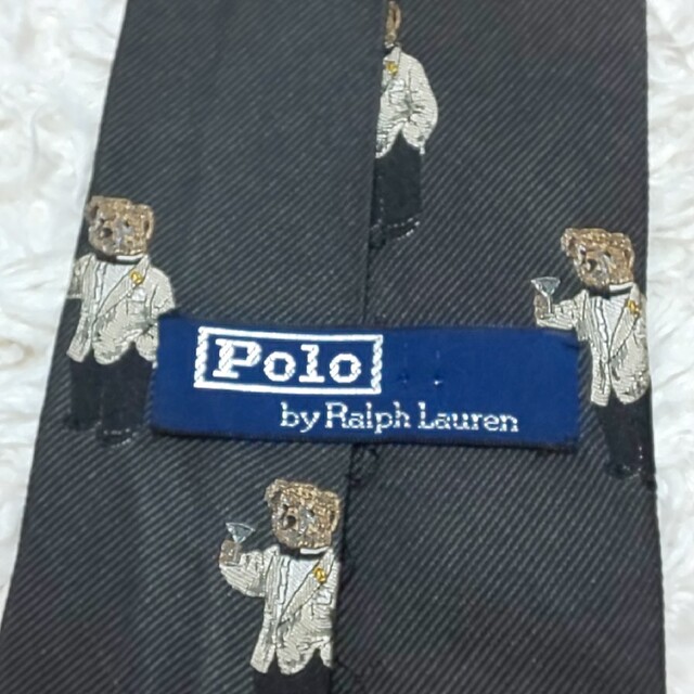 POLO RALPH LAUREN(ポロラルフローレン)の【極希少/美品】ポロラルフローレン ヴィンテージ シルクネクタイ ポロベア刺繍 メンズのファッション小物(ネクタイ)の商品写真