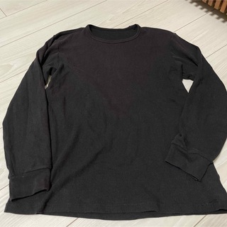 ユニクロ(UNIQLO)のユニクロ　ヒートテック　メンズ　Mサイズ　ワッフル生地　黒　ブラック(Tシャツ/カットソー(七分/長袖))