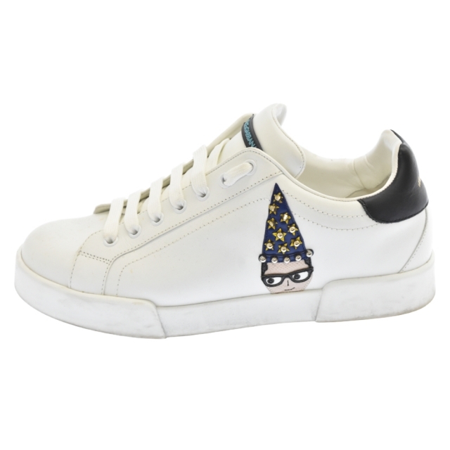 DOLCE & GABBANA ドルチェアンドガッバーナ ＃DG FAMILY PORTOFINO LOW TOP ポルトフィーノ レザーローカットスニーカー アイコンレザーパッチスニーカー ホワイト110センチ表記サイズ