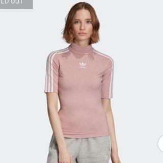 アディダス(adidas)の美品　アディダス　adidas tシャツ ピンク　ハイネック　レディース(Tシャツ(半袖/袖なし))