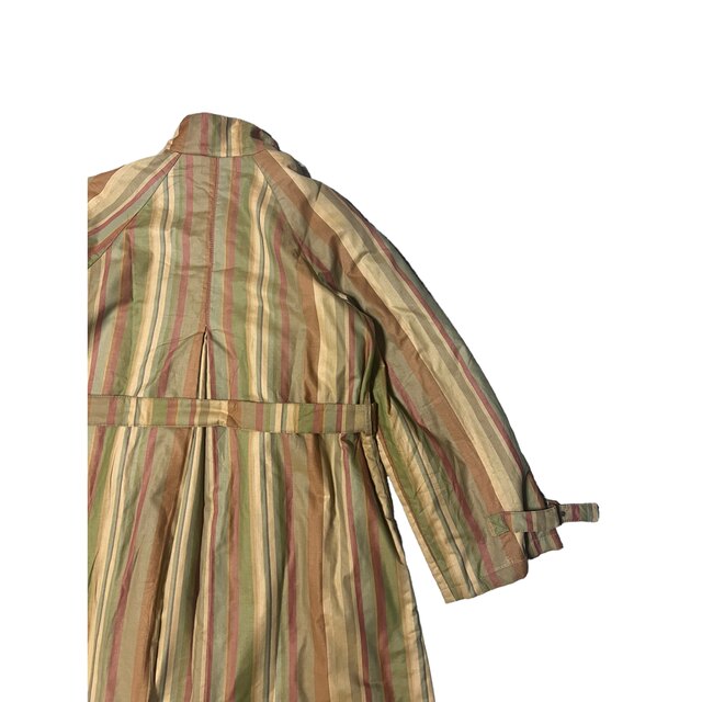 【1960〜70s】ビンテージ　イタリア製　ストライプ　マオカラー　コート　古着 レディースのジャケット/アウター(ロングコート)の商品写真