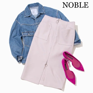 【美品】NOBLE 定番人気♪ T/Cダブルクロスフープジップタイトスカート