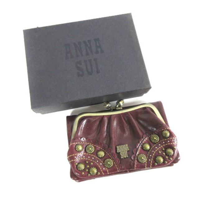 アナスイ ANNA SUI 二つ折り財布 コンパクトウォレット レザー ガマ口