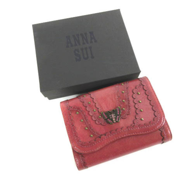 ⭐️新品⭐️ANNA SUI レザー エンボス 星型 ねこ金具 がま口 折り財布