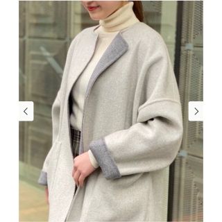 デミルクスビームス(Demi-Luxe BEAMS)のDemi-Luxe BEAMS / クルーネック ベルト付き リバーコート(ロングコート)