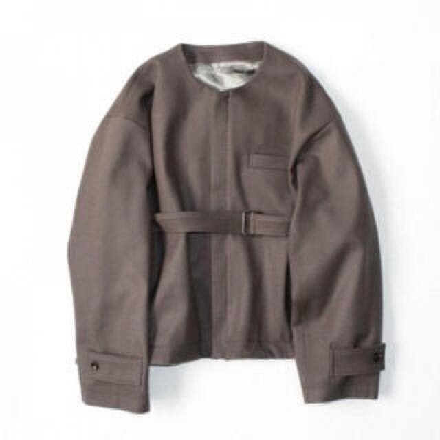 stein NO COLLAR BELTED JACKET G.TAUPE