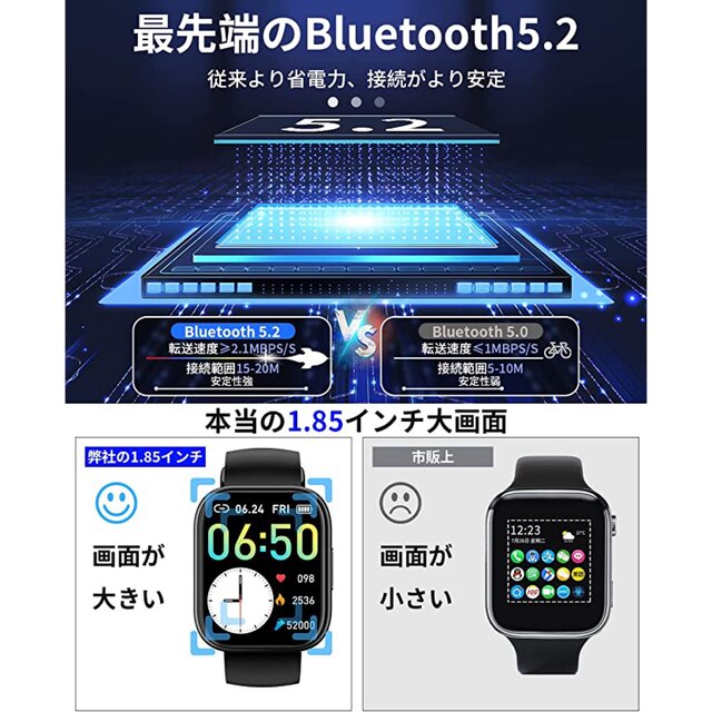 【2022新登場 大画面】スマートウォッチ Bluetooth 腕時計 防水 メンズの時計(腕時計(デジタル))の商品写真