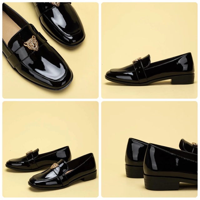 新品　SHEIN フラットローファー ミニマリスト メタルデコレーション 虎 レディースの靴/シューズ(ローファー/革靴)の商品写真