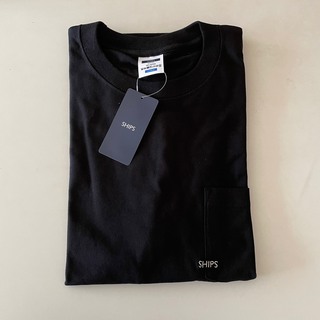 シップス(SHIPS)の【LL】SHIPS ロゴ ポケット Tシャツ　シップス　ブラック(Tシャツ/カットソー(半袖/袖なし))