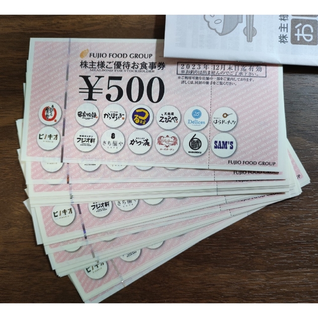 フジオフードグループ 株主様ご優待お食事券 15,000円分 世界の