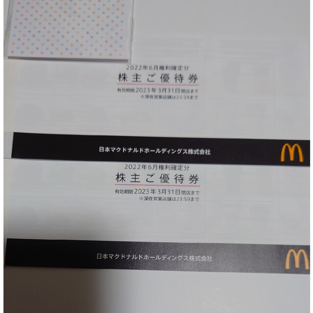 2冊セット(12セット分) マクドナルド 優待券 チケットの優待券/割引券(レストラン/食事券)の商品写真