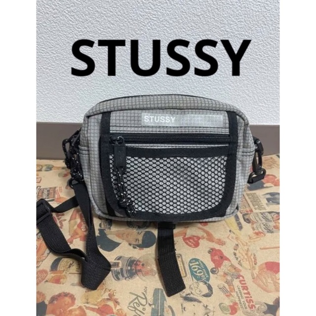 stussy ステューシー　ショルダー　バッグ　グレー レトロ　ヴィンテージ