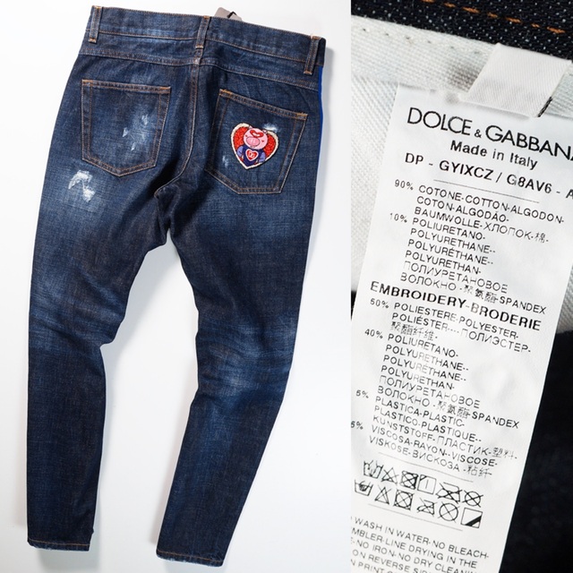 定14万DOLCE&GABBANAドルチェ&ガッバーナ豪華サイドロゴデニム46