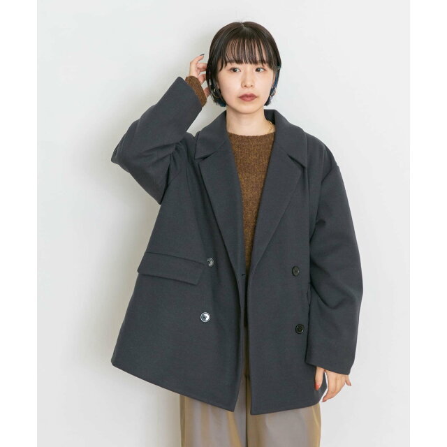 CHARCOAL】ダブルブレストショートコート 驚きの価格 www.toyotec.com
