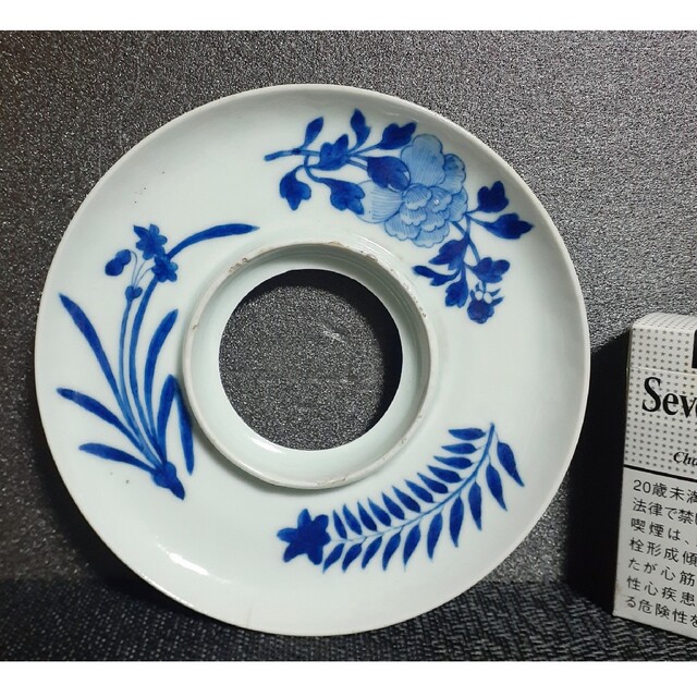 中国古美術 中国古陶磁器 中国古玩 明代末期清代初期 古染付 花図 盃台