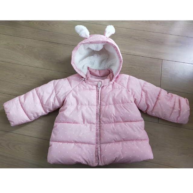 babyGAP(ベビーギャップ)のGAP うさ耳付きダウン キッズ/ベビー/マタニティのキッズ服女の子用(90cm~)(ジャケット/上着)の商品写真