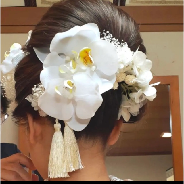 髪飾り 和装 白無垢 胡蝶蘭 桜 成人式 ブライダル 結婚式 ウェディングヘッドドレス/ドレス