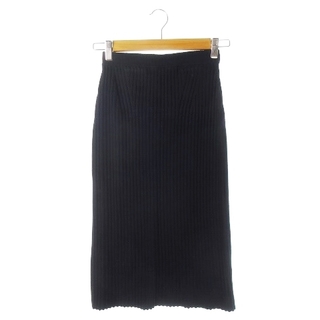 コントワーデコトニエ(Comptoir des cotonniers)のコントワーデコトニエ スカート リブ ニット タイト ミモレ ロング 5 紺 黒(ロングスカート)