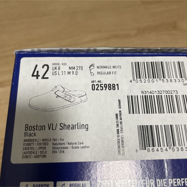 新品 ビルケンシュトック Boston 裏起毛 レザー サンダル 42 27.5