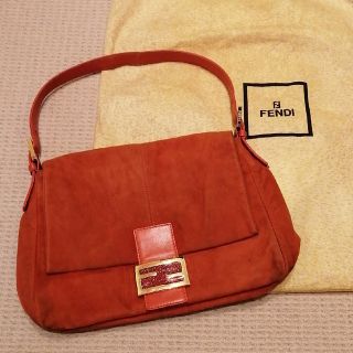 フェンディ(FENDI)のフェンディ　マンマバケット　オレンジ×ピンク　スエード(ショルダーバッグ)