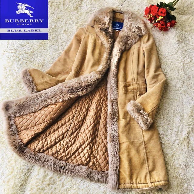 バーバリーブルーレーベル ファーコート ロングコート フェイクファー