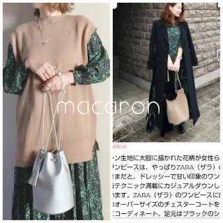 ザラ(ZARA)のご専用♡ZARAザラ雑誌掲載インスタ人気ティアード花柄ロングワンピース緑グリーン(ロングワンピース/マキシワンピース)