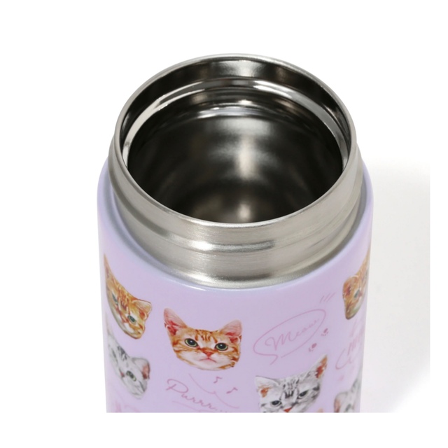 Francfranc(フランフラン)の猫マグボトル 220ml Francfranc パープル キッズ/ベビー/マタニティの授乳/お食事用品(水筒)の商品写真