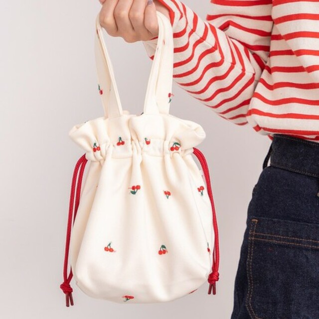 CHILD WOMAN チャイルドウーマン チェリー刺繍 巾着 バッグ - トートバッグ