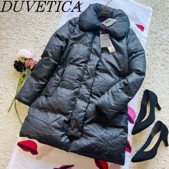 未使用タグ付き】DUVETICA ウールロングダウンコート グレー S