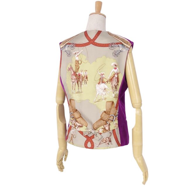 Hermes - 美品 Vintage エルメス HERMES ベルト ジレ ベロア 総柄