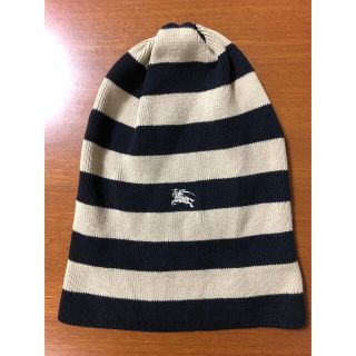 バーバリーブルーレーベル(BURBERRY BLUE LABEL)の【新品未使用】バーバリーブルーレーベル　ニット帽　ニットキャップ　ストライプ(ニット帽/ビーニー)