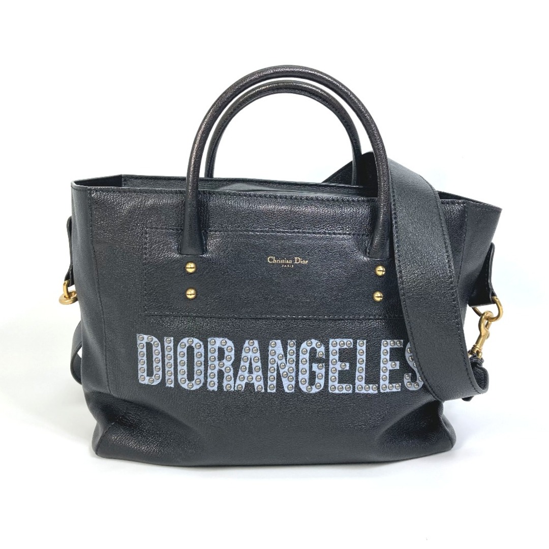 クリスチャンディオール Christian Dior ショルダーバッグ 肩掛け DIORANGELS ロゴ スタッズ トートバッグ レザー ブラック