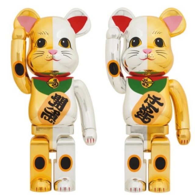 BE@RBRICK  招き猫 千万両 金×開運 銀 100％ & 400%