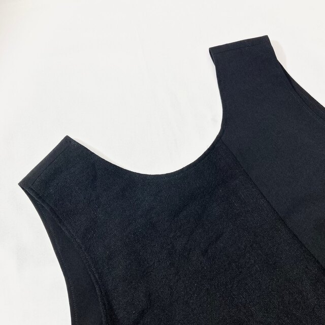 Y's - Y's 20PRE ウールギャバ 異素材切替 ノースリーブワンピース 黒1