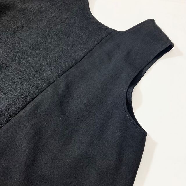 Y's - Y's 20PRE ウールギャバ 異素材切替 ノースリーブワンピース 黒1