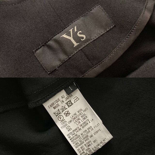 Y's - Y's 20PRE ウールギャバ 異素材切替 ノースリーブワンピース 黒1