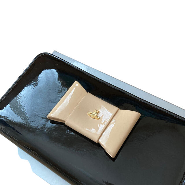 【未使用】Vivienne Westwood 長財布 エナメル ブラック リボン 3