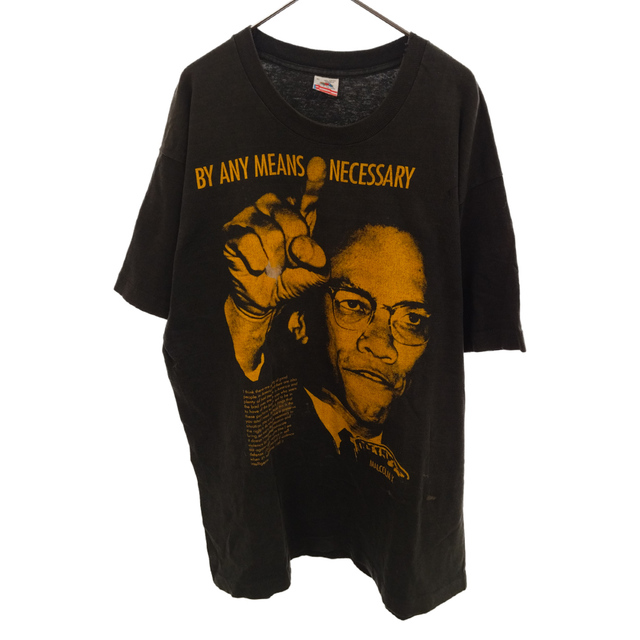 VINTAGE ヴィンテージ 90S MALCOLM X BY ANY MEANS NECESSARY コピーライト1990 マルコムX カルチャーTシャツ ブラック