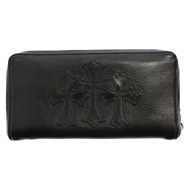 Chrome Hearts - CHROME HEARTS クロムハーツ REC F ZIP 3クロスラウンドジップレザーウォレット財布 ブラック