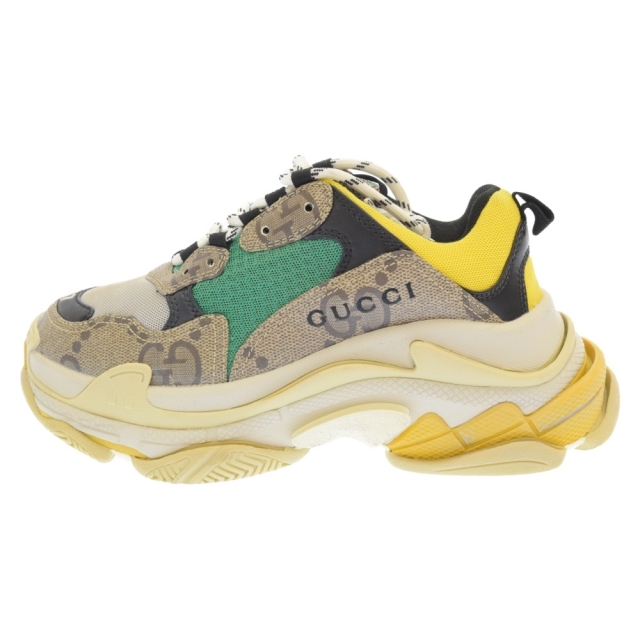 Gucci - GUCCI グッチ 21AW×BALENCIAGA The Hacker Project Triple S Trainers バレンシアガ トリプルS ローカット ダッド スニーカー グレー/グリーン 677193 IT37