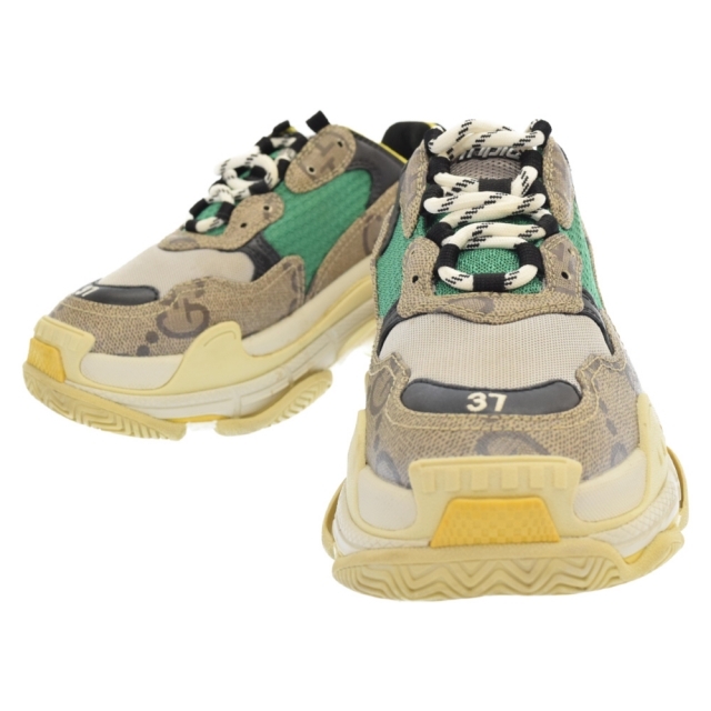 Gucci(グッチ)のGUCCI グッチ 21AW×BALENCIAGA The Hacker Project Triple S Trainers バレンシアガ トリプルS ローカット ダッド スニーカー グレー/グリーン 677193 IT37 メンズの靴/シューズ(スニーカー)の商品写真