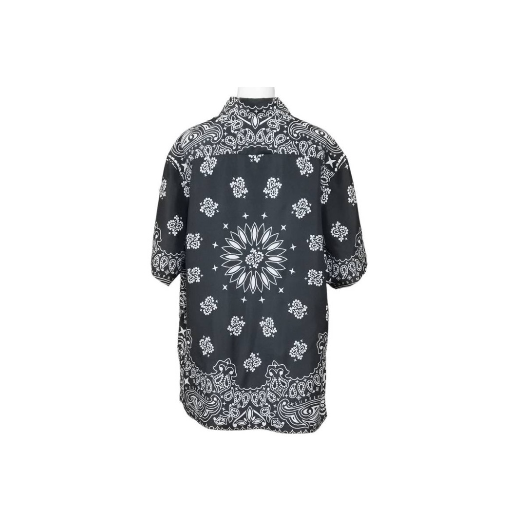 極美品 Supreme シュプリーム 21SS Bandana Silk S/S Shirt 半袖シャツ トップス ブラック ホワイト シルク  サイズM 中古 43769