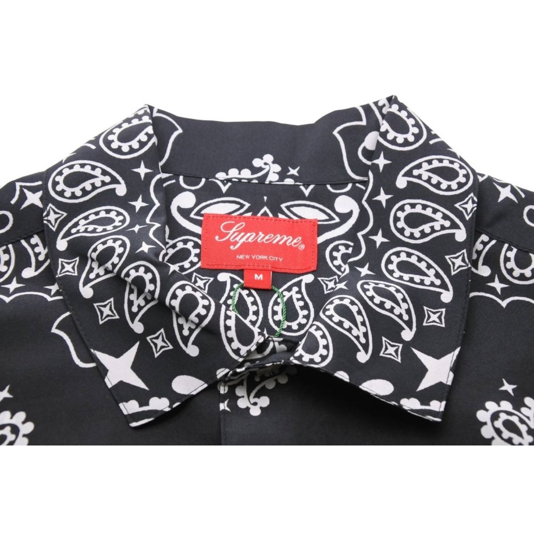 極美品 Supreme シュプリーム 21SS Bandana Silk S/S Shirt 半袖シャツ トップス ブラック ホワイト シルク  サイズM 中古 43769