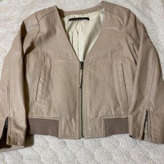 スピックアンドスパン レザー ノーカラージャケットレディースの通販