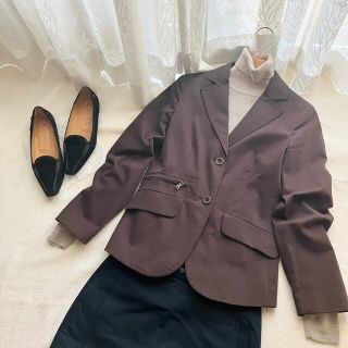 イブルース(IBLUES)の美品❤️iBLUES イブルース　MaxMara　テーラードジャケット 茶　40(テーラードジャケット)