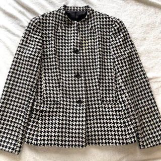 バーバリー(BURBERRY)のバーバリー ロンドン ツイード ノーカラージャケット  千鳥格子 サイズ42(ノーカラージャケット)